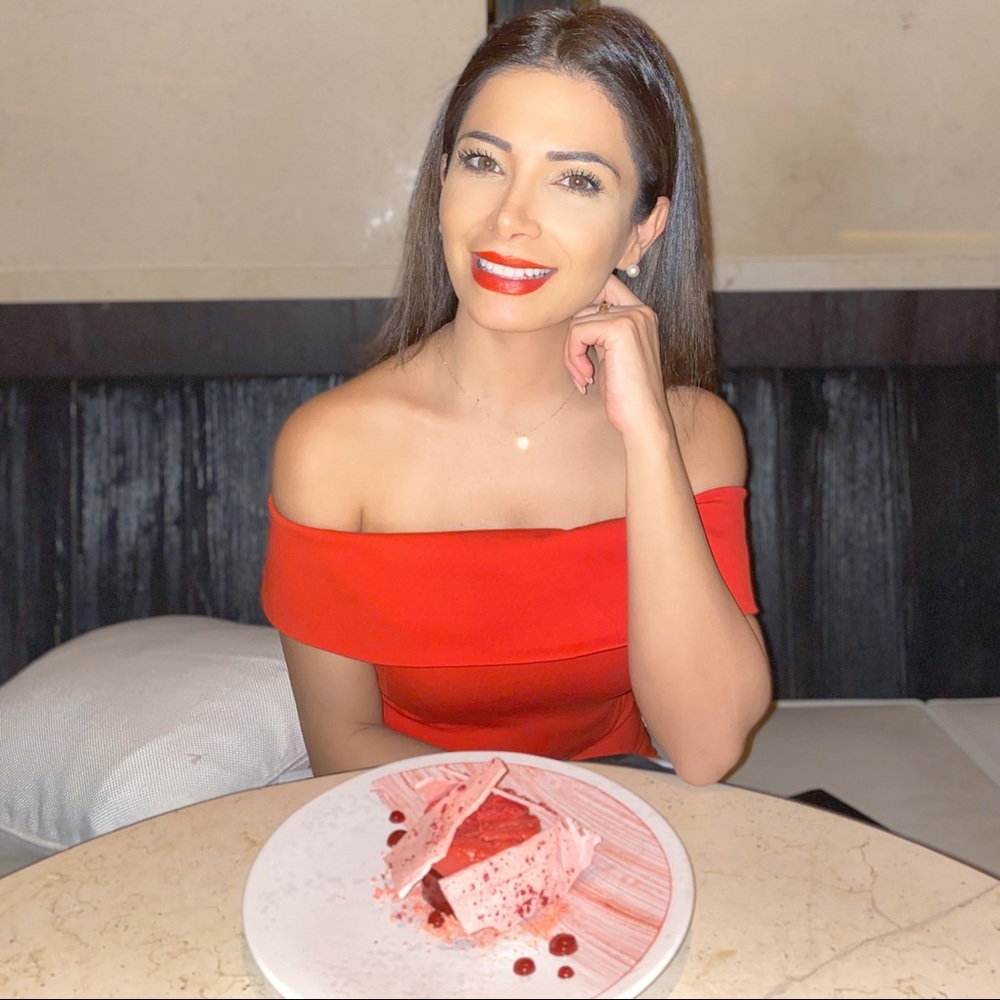 Red off shoulder dress - Picture 2 of 3